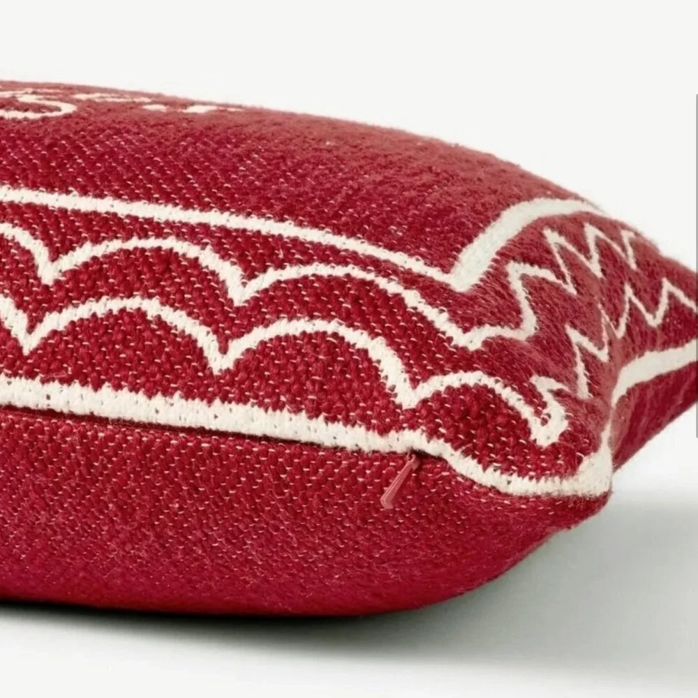 Oversized Woven Good Tidings Lumbar Throw Pillow Red/Cream - Threshold™